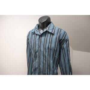 Cubavera Hawaiian Shirt Cotton Striped Long Sleeve Mens Sz 2XL XXL